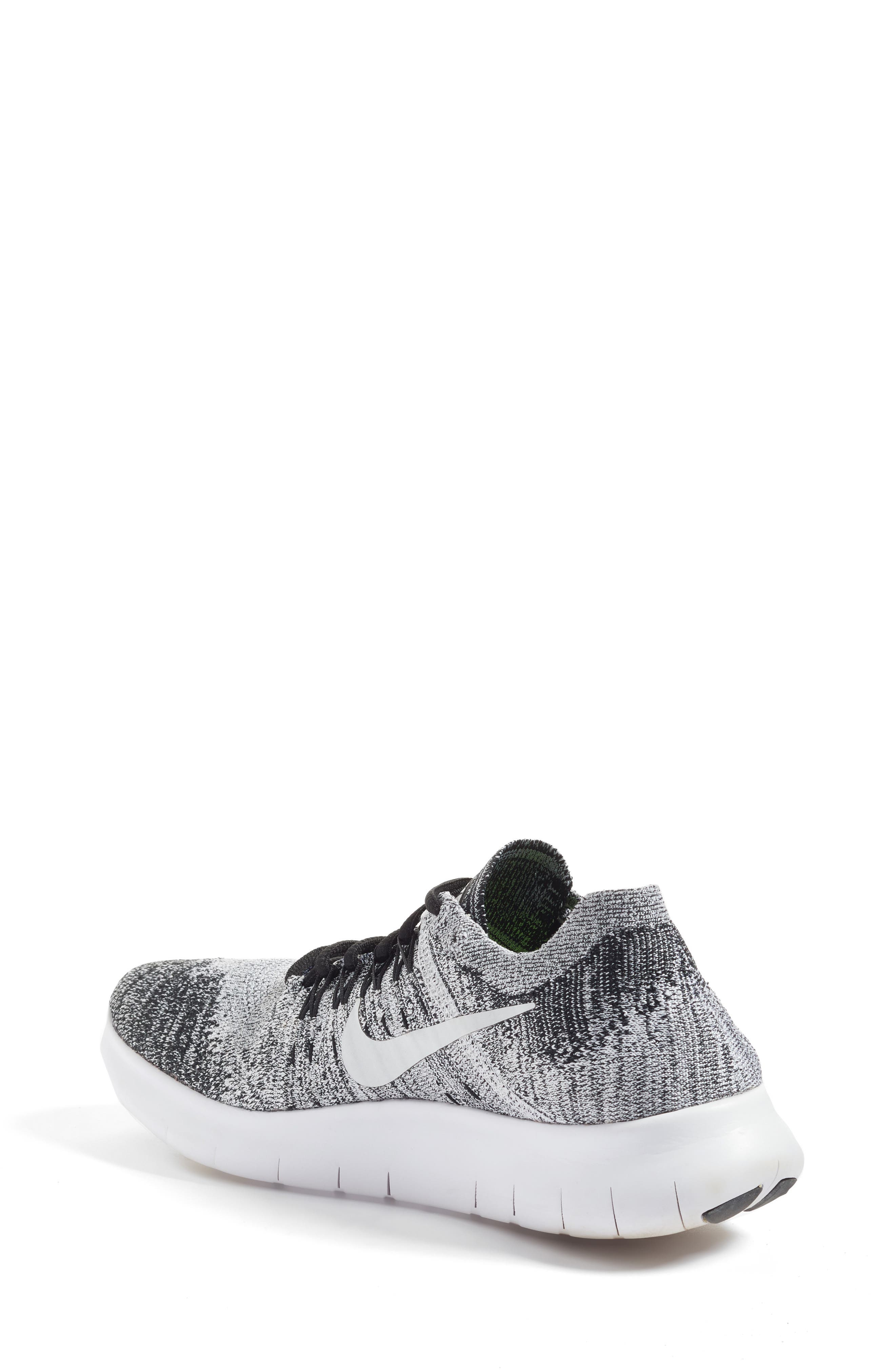 Free Run Flyknit 2 Running Shoe, Alternate, color, BLACK/ WHITE/ VOLT