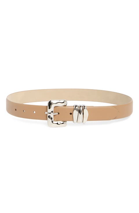 Shaped Buckle Faux Leather Belt