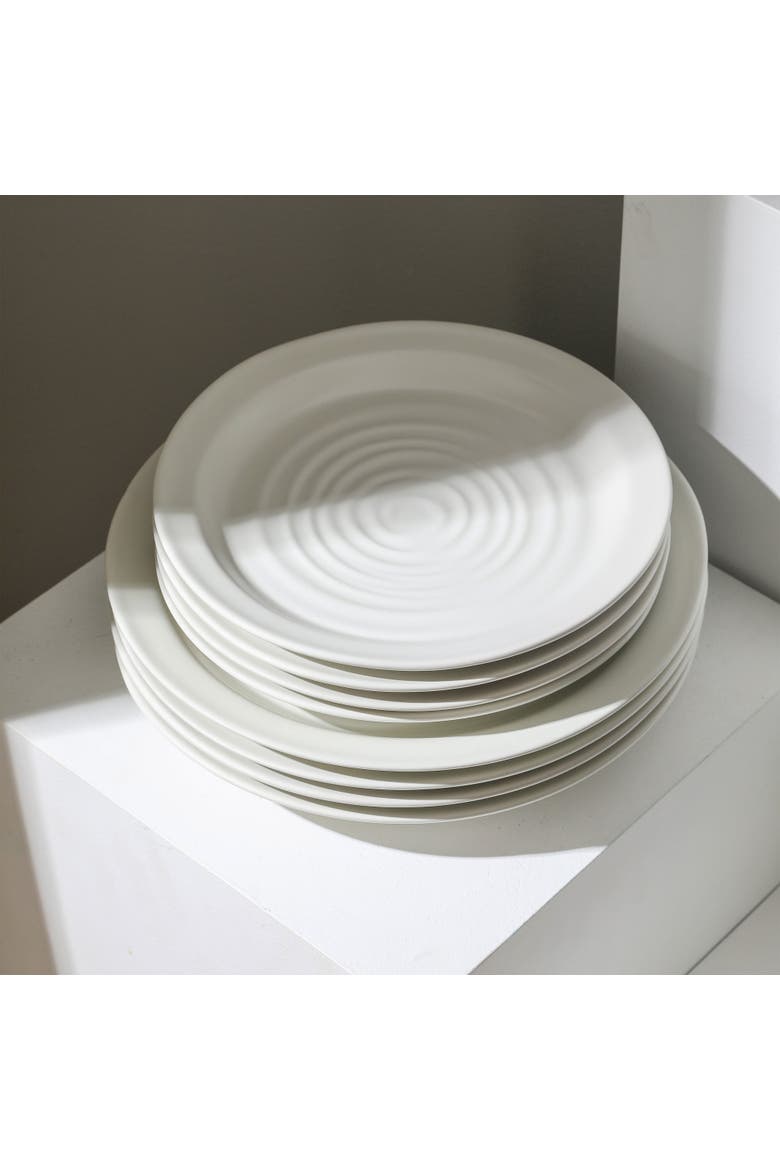 Orbit Stoneware 12-Piece Dinnerware Set with Pasta Bowls, Alternate, color, White