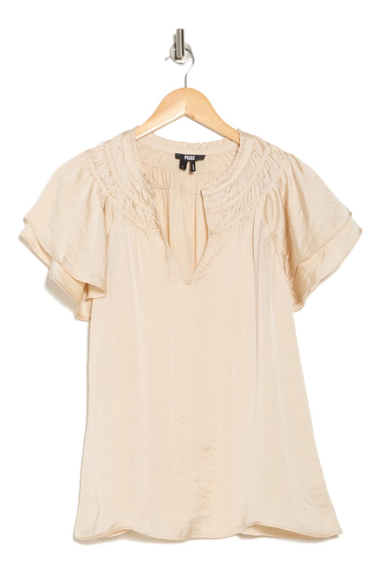 Moriah Split Neck Top, Alternate, color, ECRU