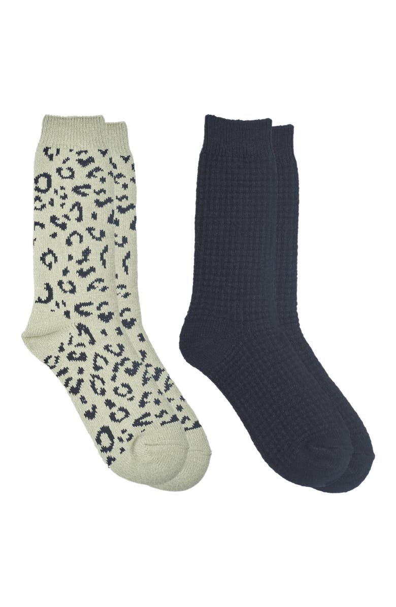 Ed Hardy Womens Leopard Slouchy Sock 2-Pack, Alternate, color, Olive Black