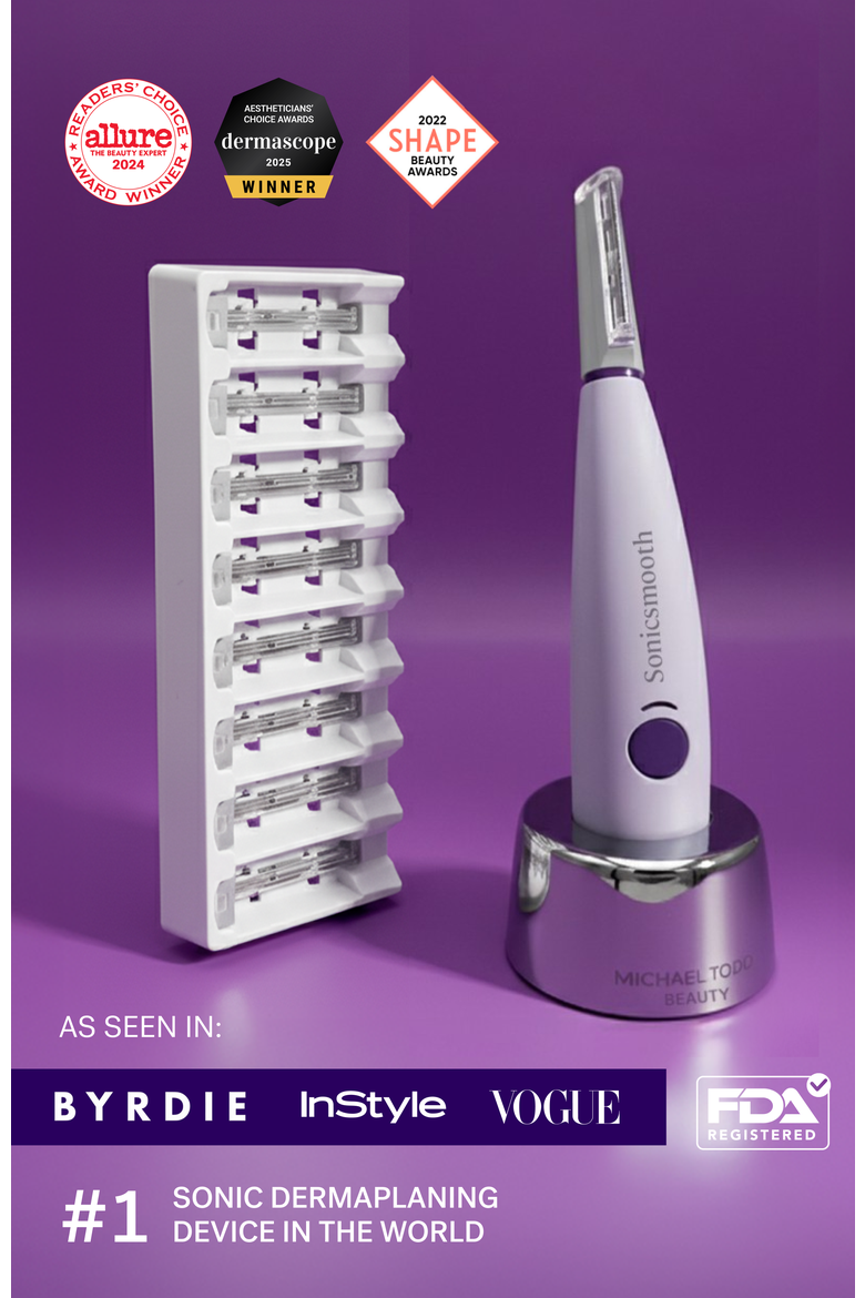 Sonicsmooth At-home Sonic Dermaplaning System, Alternate, color, Shade between blue and red.