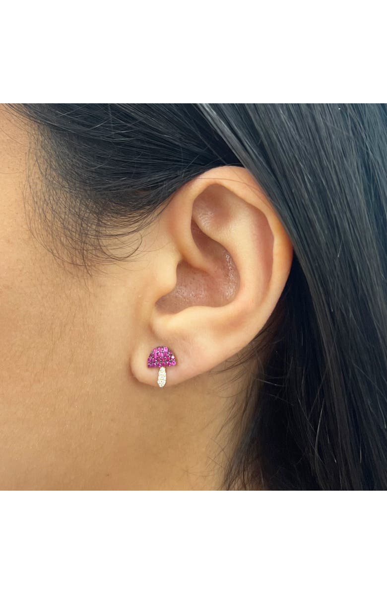 The Lovery Fine Jewelry Ruby Mushroom Stud Earrings, Alternate, color, Ruby