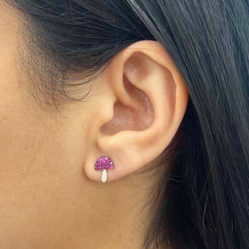 The Lovery Fine Jewelry Ruby Mushroom Stud Earrings In Pink
