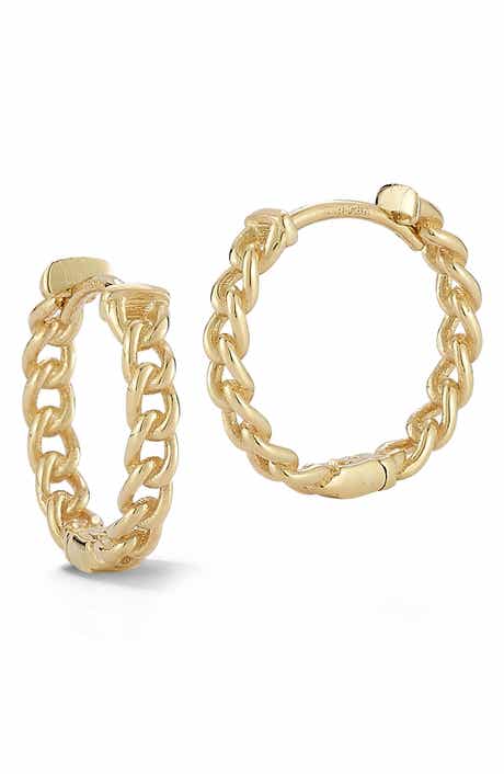 Ember Fine Jewelry 14k Gold Curb Huggie Hoop Earrings