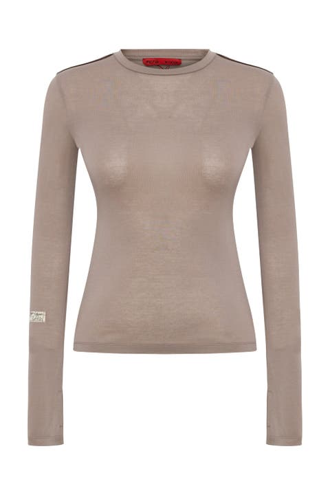 Silken Touch Sheer Long-Sleeve Top