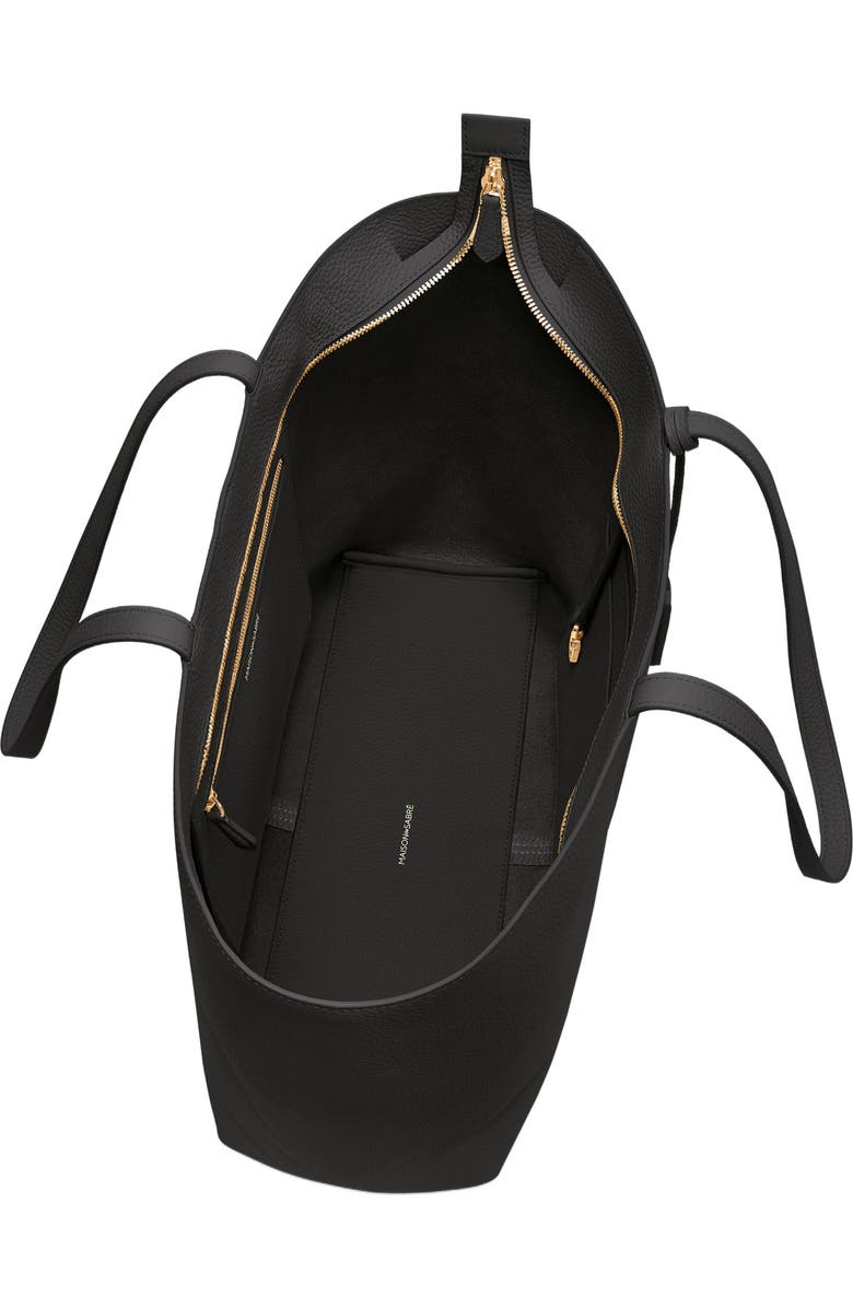 MAISON de SABRÉ Large Leather Zipped Soft Tote, Alternate, color, Black Caviar