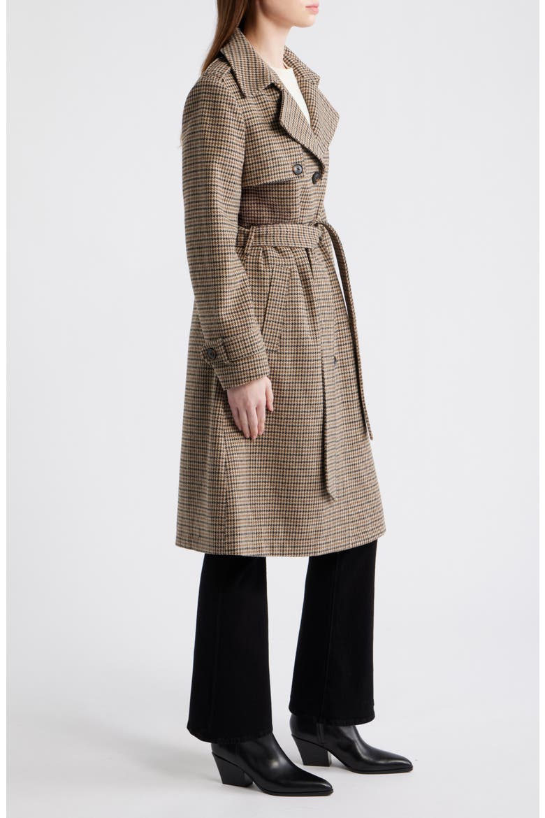 Belted Trench Coat, Alternate, color, BROWN/ BLACK HOUNDS