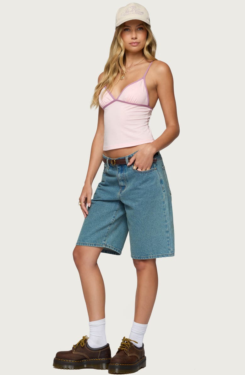 EDIKTED Leona Contrast Detail Knit Tank Top, Alternate, color, Light-Pink