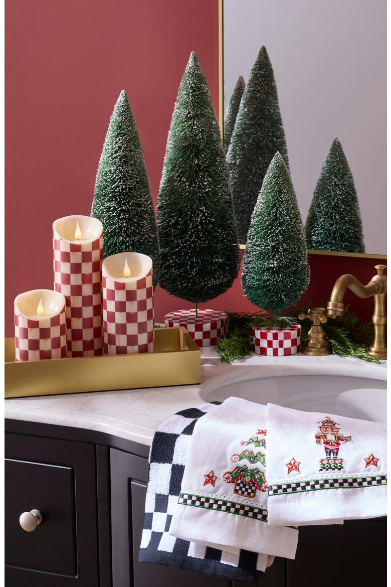 Cherry Check Flameless 9-Inch Pillar Candle, Alternate, color, CHERRY