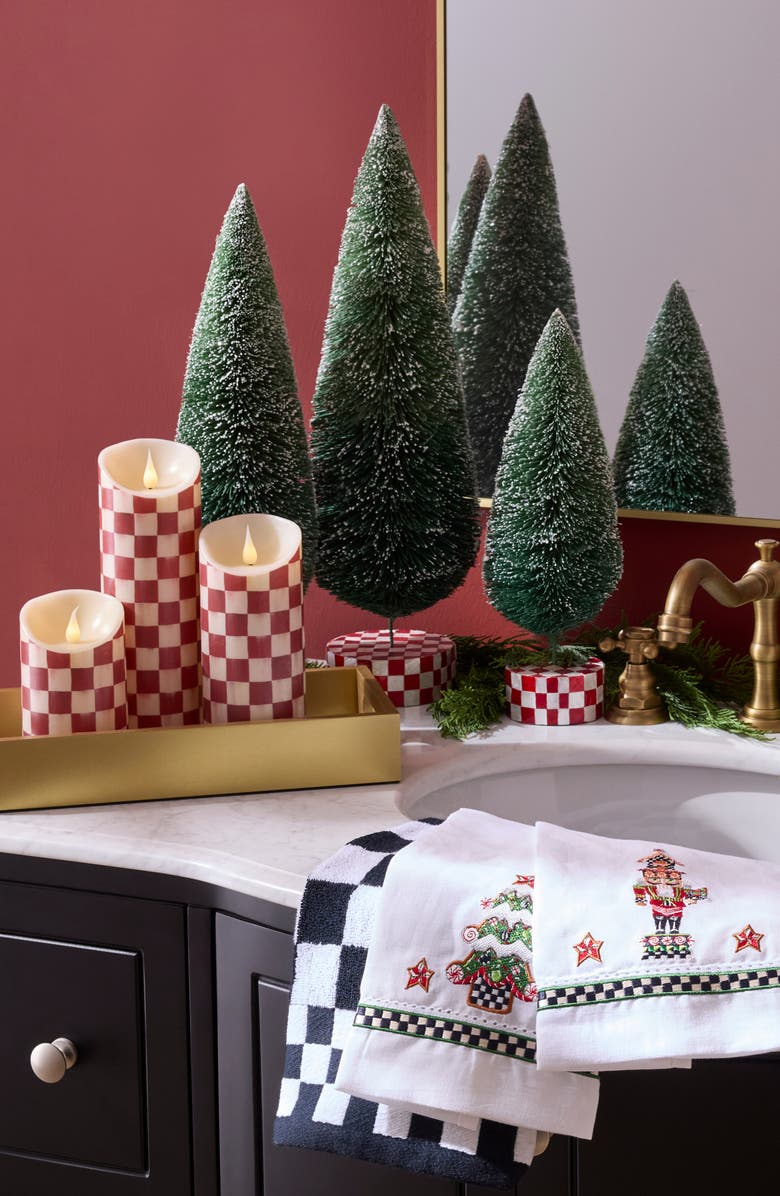 MACKENZIE CHILDS Cherry Check Flameless 9-Inch Pillar Candle, Alternate, color, Cherry