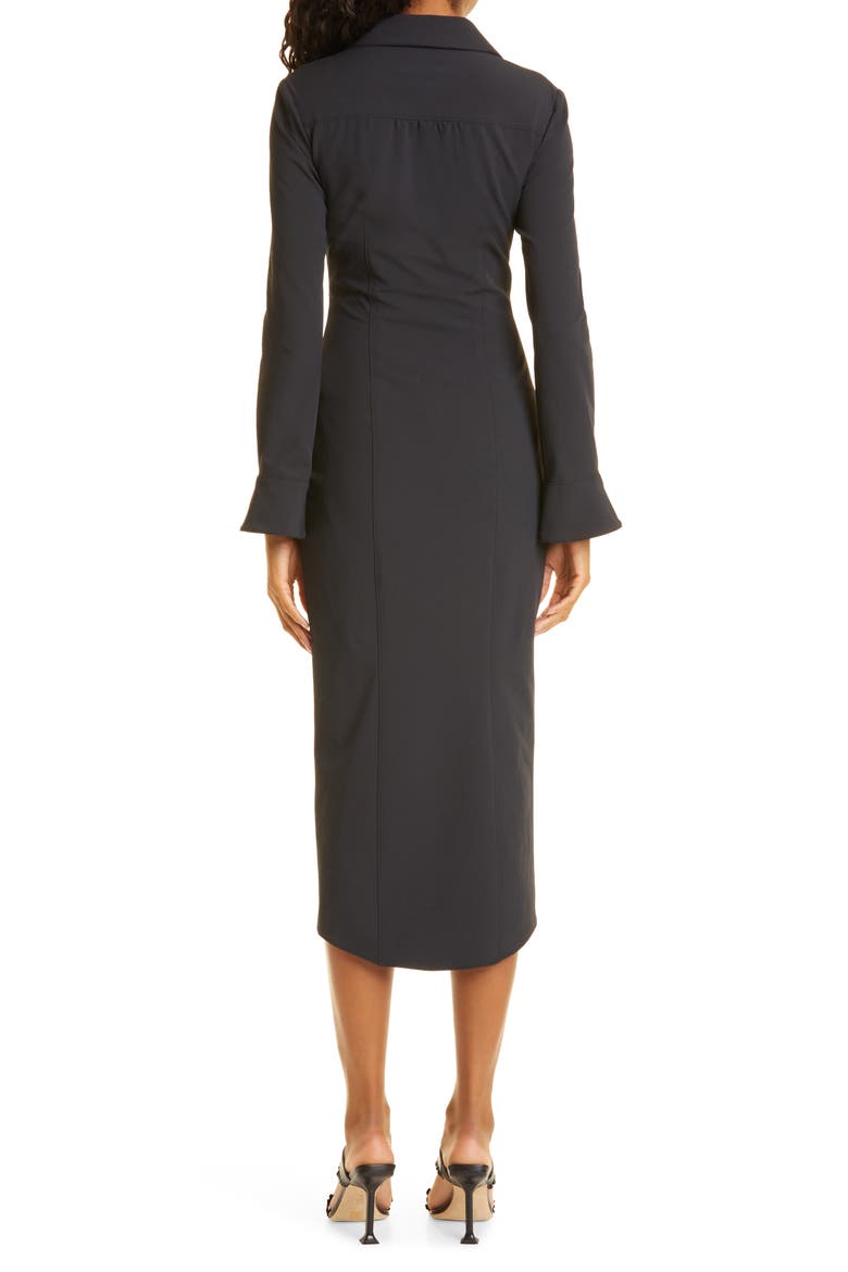 Mckenna Long Sleeve Midi Dress, Alternate, color, BLACK