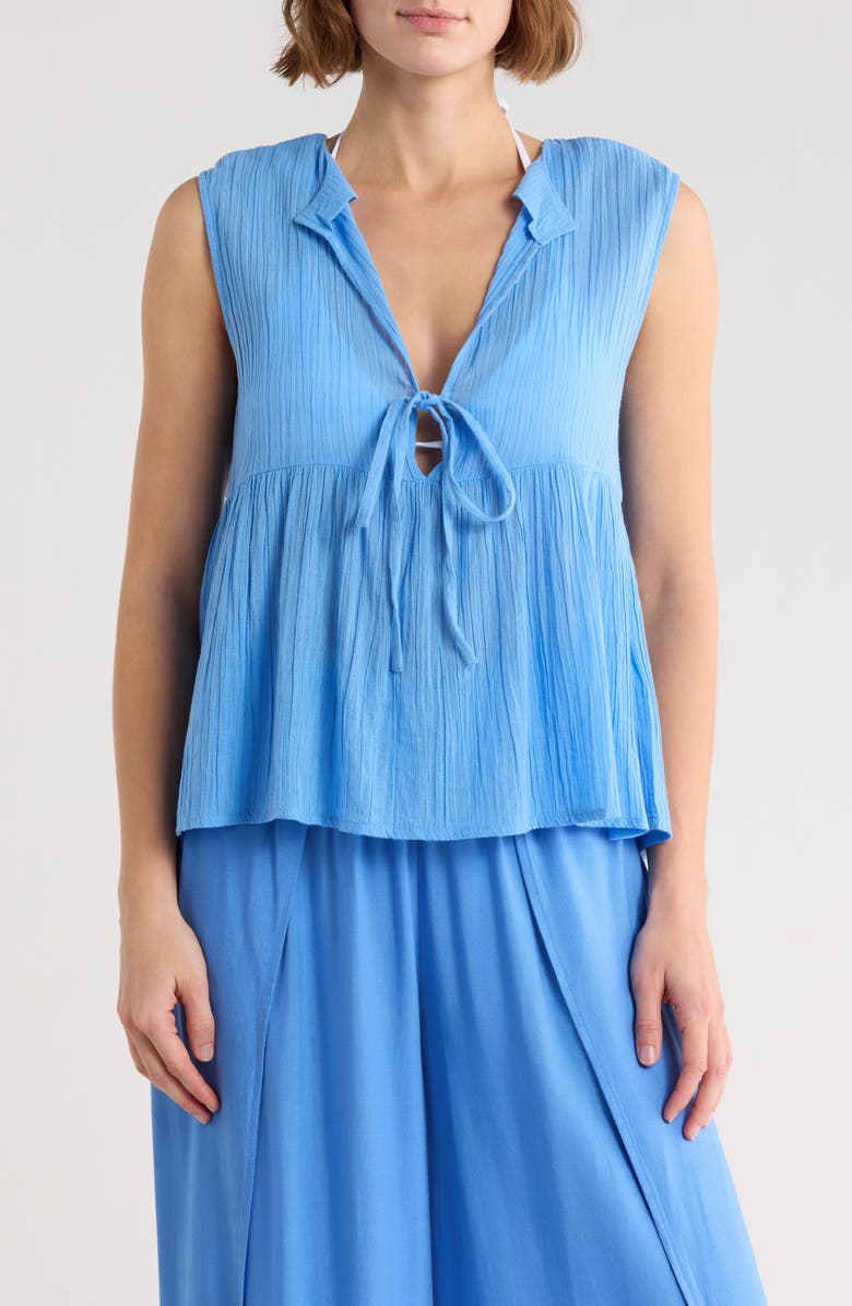 Elan Sleeveless Flyaway Cover-Up Top, Main, color, Blue