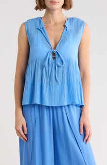 Elan Sleeveless Flyaway Cover-Up Top