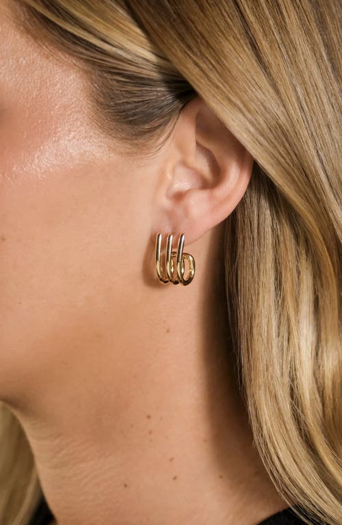 Sterling Forever Marcel Triple Row Huggie Hoop Earrings In Gold