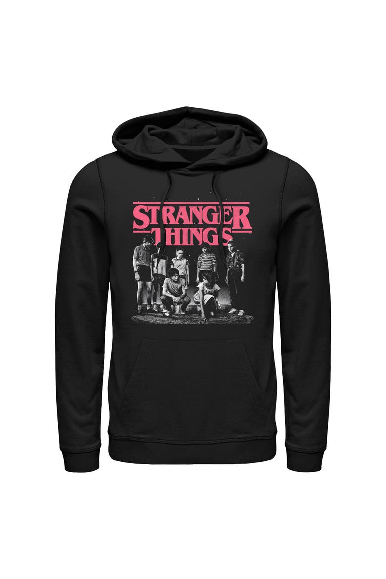 Men's Stranger Things Title Logo Faded  Pull Over Hoodie, Main, color, Black