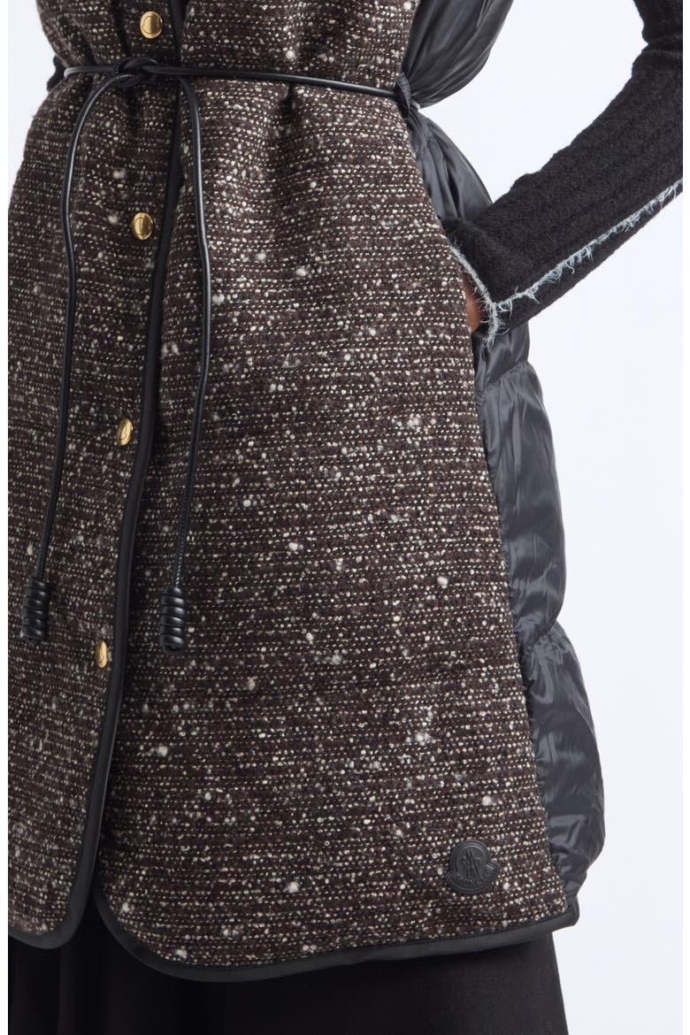 Figurative Wool Blend Tweed Vest, Alternate, color, BLACK