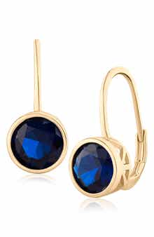 Round Bezel Cubic Zirconia Drop Earrings