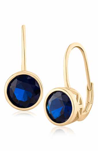 Round Bezel Cubic Zirconia Drop Earrings