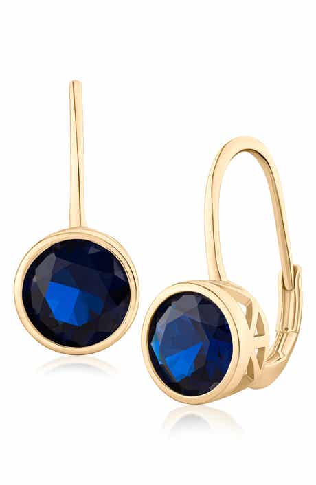 Round Bezel Cubic Zirconia Drop Earrings