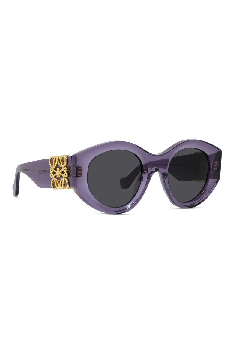 Anagram 50mm Round Sunglasses, Alternate, color, SHINY VIOLET / SMOKE
