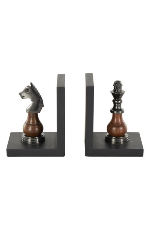 Chess Board Set of 2 Metal Bookends
