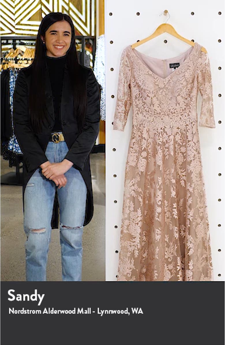 Floral Embroidered A-Line Gown, sales video thumbnail