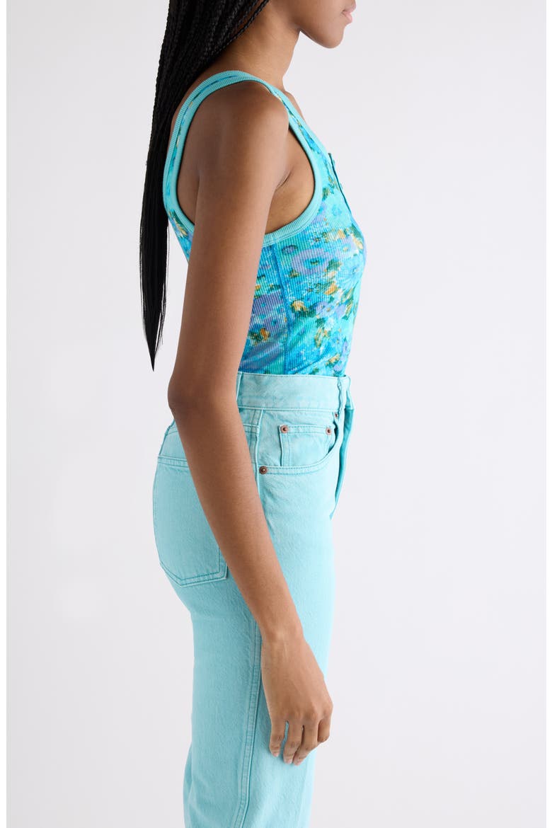 Daisy Print Rib Jersey Tank, Alternate, color, MULTICOLOR BLUE