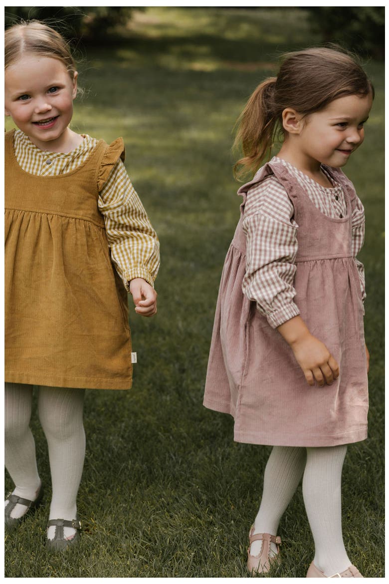 Organic Cotton Corduroy Pinafore Dress, Alternate, color, OCHRE