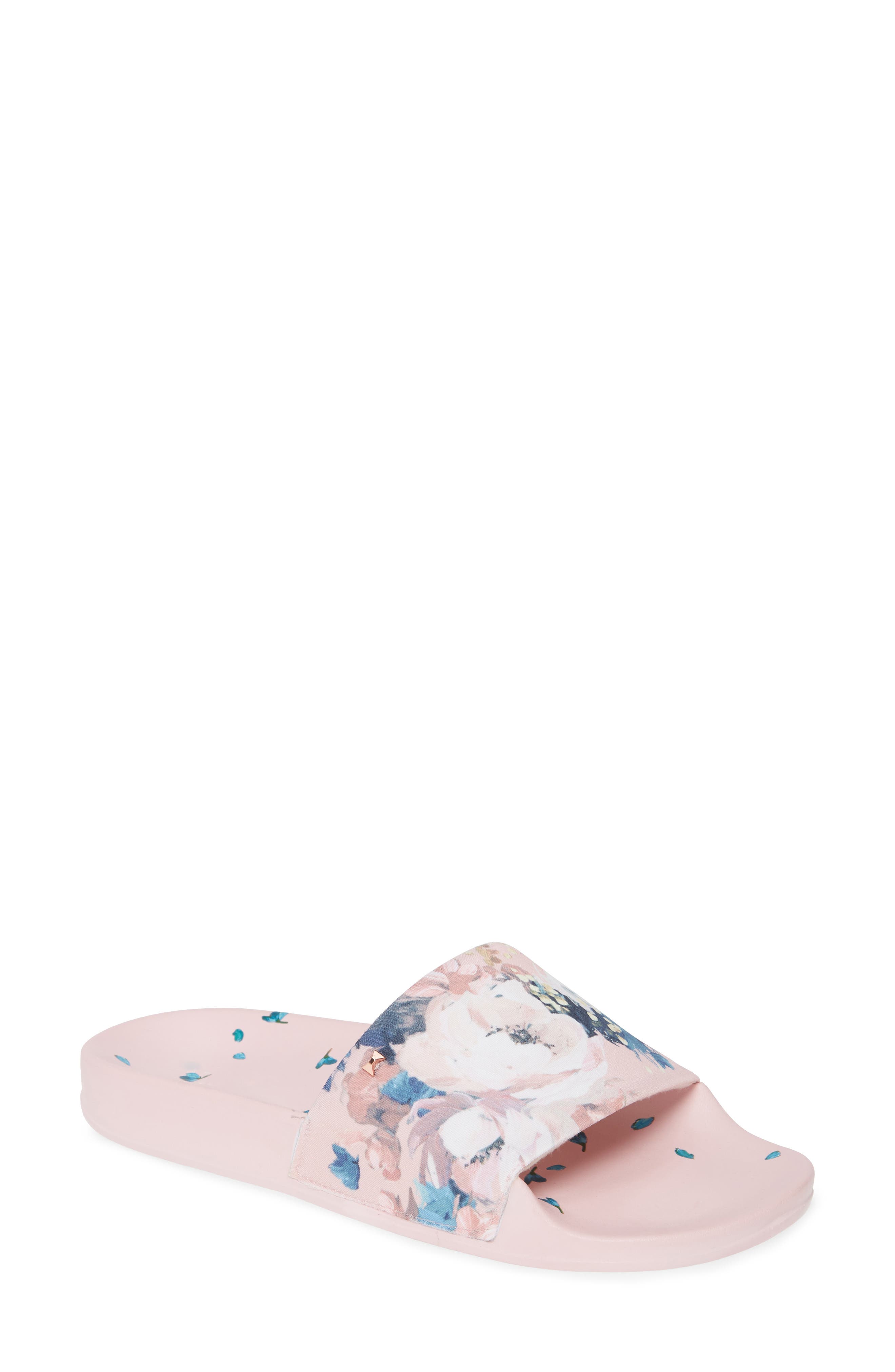 Avelini Slide Sandal, Main, color, PINK TEXTILE