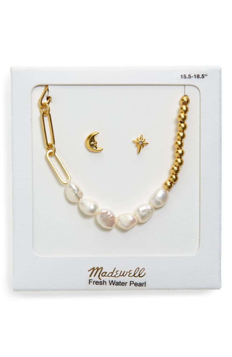 Madewell Over the Moon Earrings & Necklace Box Set, Main, color,