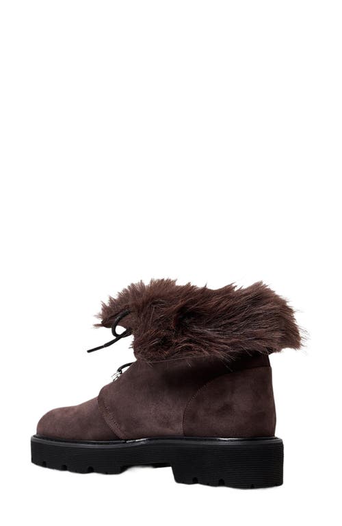 Aquatalia Eva Faux Shearling Cuff Weatherproof Hiker Boot In Brown