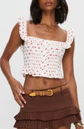 Princess Polly Isadoria Polka Dot Ruffle Trim Crop Tank