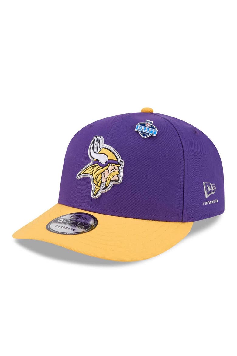 Men's New Era  Purple/Gold Minnesota Vikings 2026 NFL Draft On Stage Pre-Curved 9FIFTY Snapback Hat, Main, color, Purple
