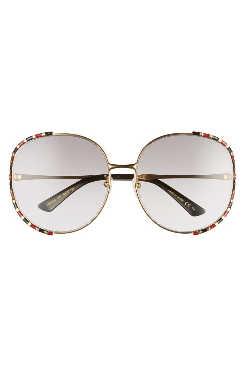 64mm Gradient Oversize Round Sunglasses, Main, color, GOLD/GRADIENT GREY