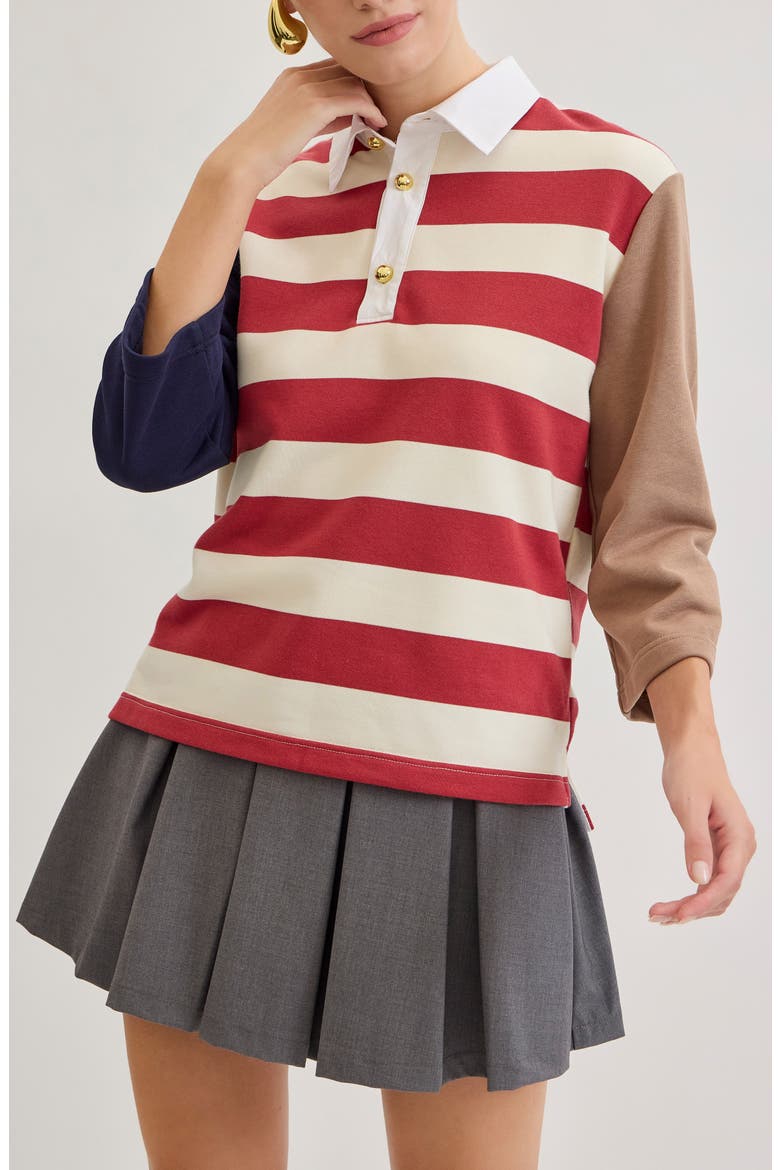 Oliver Striped Colorblock Rugby Shirt, Alternate, color, RUBY STRIPE MULTI
