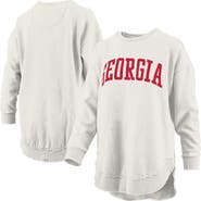PRESSBOX Women's Pressbox  Oatmeal Georgia Bulldogs Melange Poncho Vintage Fleece Long Sleeve Pullover Sweatshirt