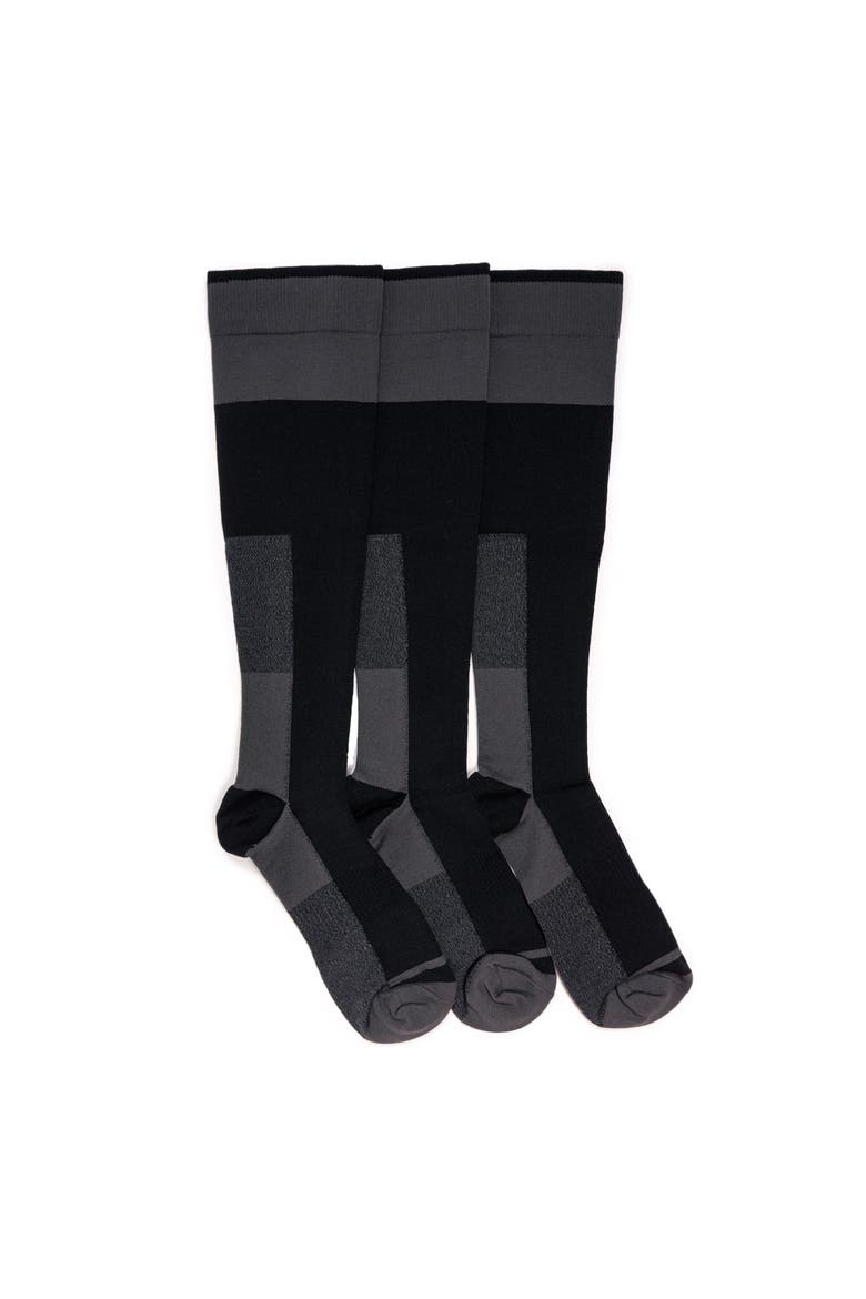 Men's Work Wear Tall Nylon Blend Compression Socks, 3 Pair Pack, Main, color, Black/Grey