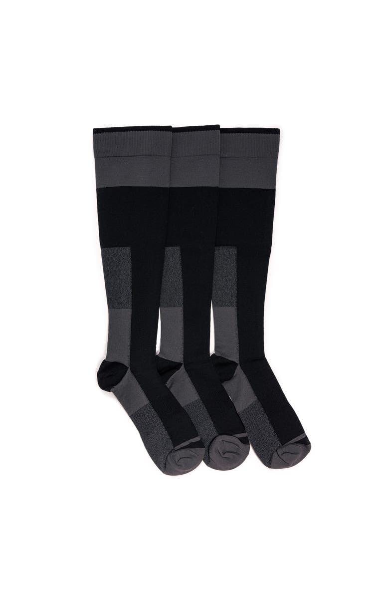 Ruff N Tuff Men's Work Wear Tall Nylon Blend Compression Socks, 3 Pair Pack, Main, color, Black/Grey