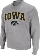 COLOSSEUM Men's Colosseum Heather Gray Iowa Hawkeyes Arch & Logo Crew Neck Sweatshirt
