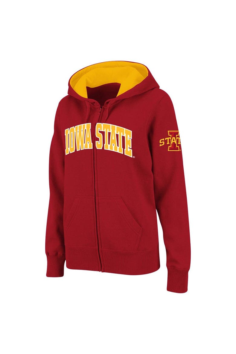Women's Stadium Athletic Cardinal Iowa State Cyclones Arched Name Full-Zip Hoodie, Main, color, Cardinal