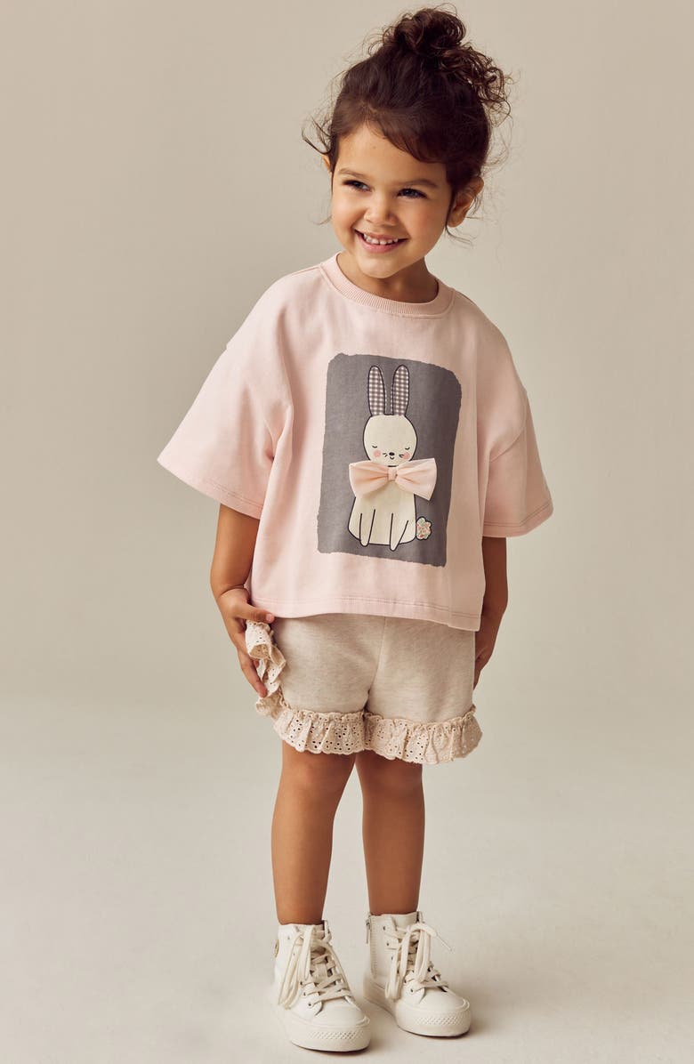 NEXT Kids' Bunny Frill Cotton Top & Shorts Set, Alternate, color, 