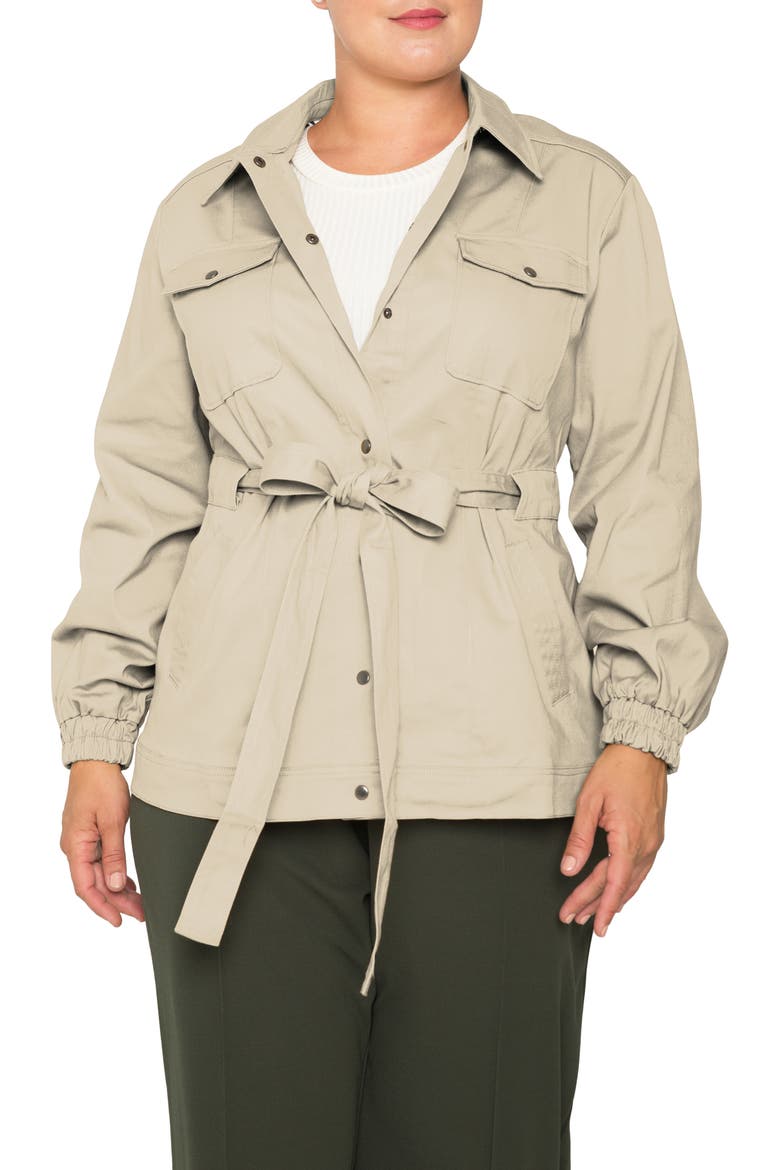 Stretch Cotton Twill Utility Shirt Jacket, Main, color, KHAKI