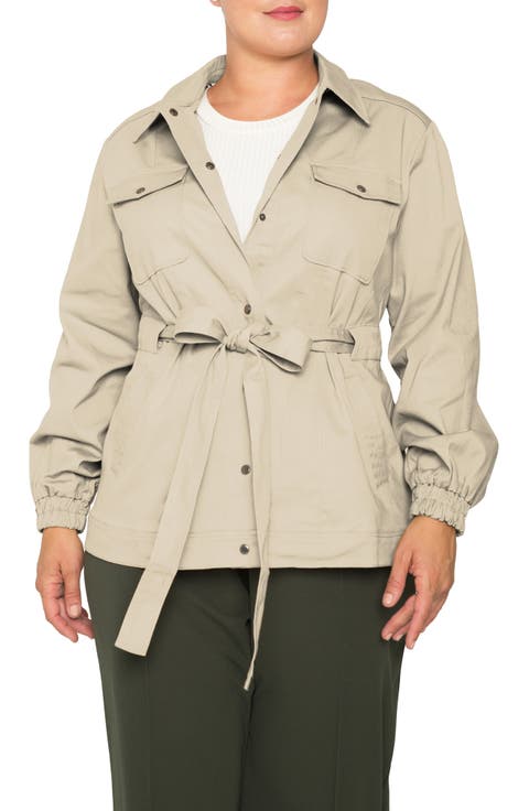 Stretch Cotton Twill Utility Shirt Jacket