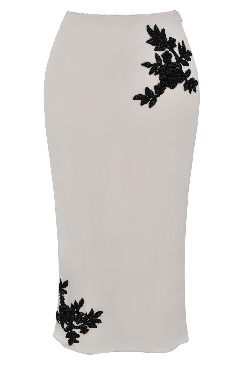 Amal Beaded Appliqué Georgette Midi Skirt, Alternate, color, SAND