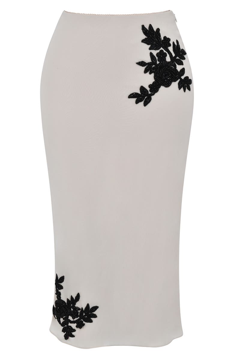 HOUSE OF CB Amal Beaded Appliqué Georgette Midi Skirt, Alternate, color, Sand