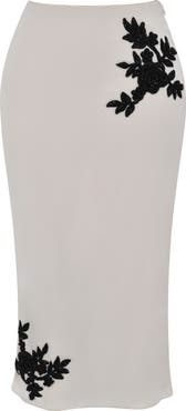 HOUSE OF CB Amal Beaded Appliqué Georgette Midi Skirt