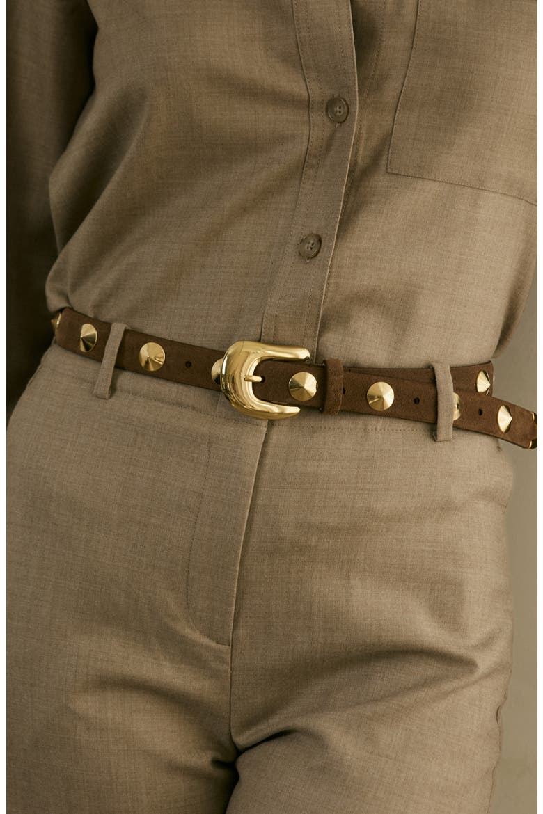 Studded Belt, Alternate, color, CHOCOLATE AND GOLD