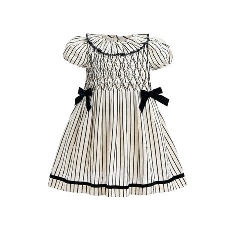 Inkstripe Velvet Bow Dress (Baby & Toddler)