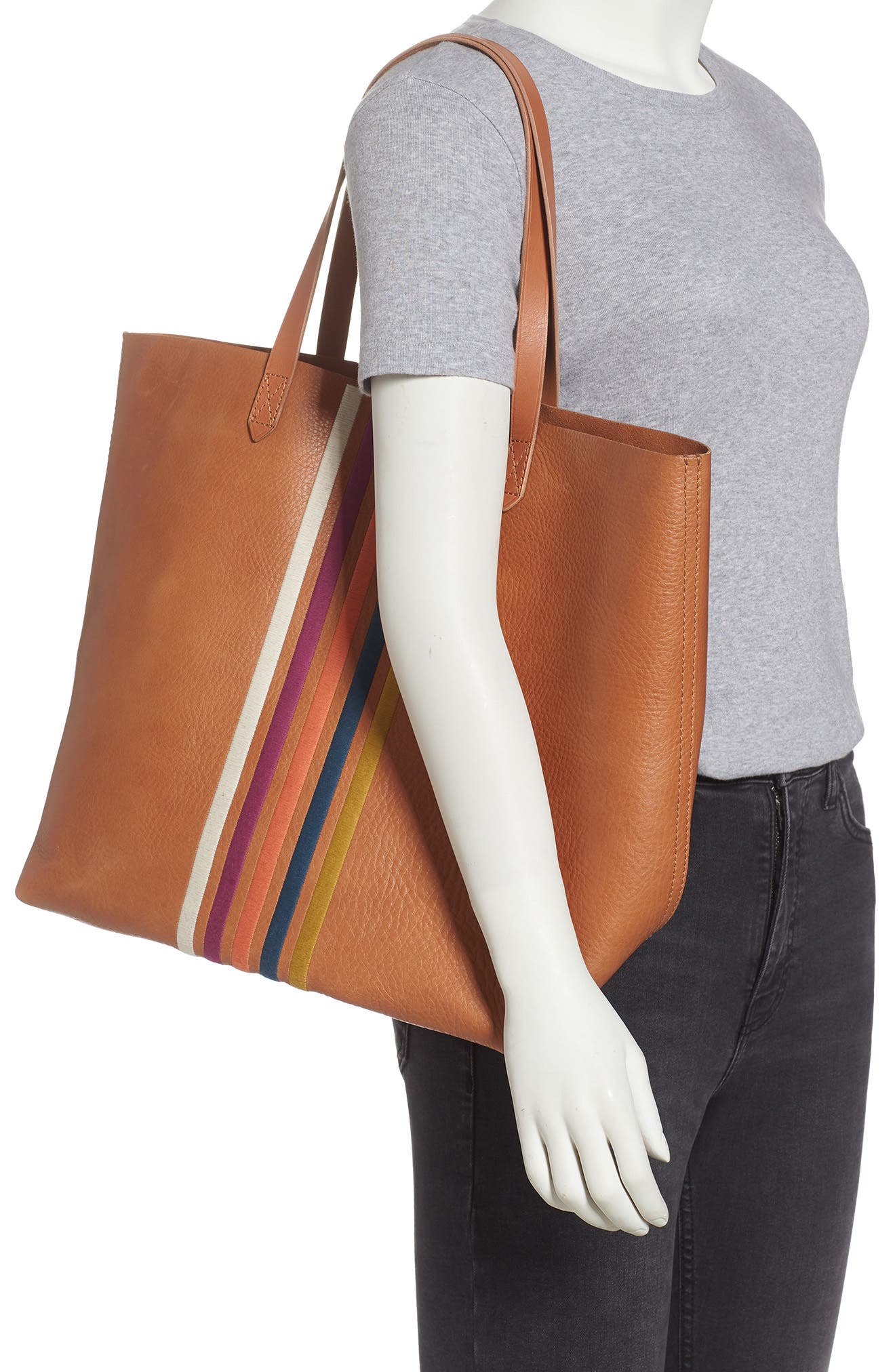 Madewell The Transport Stripe Embroidered Tote, Alternate, color, 